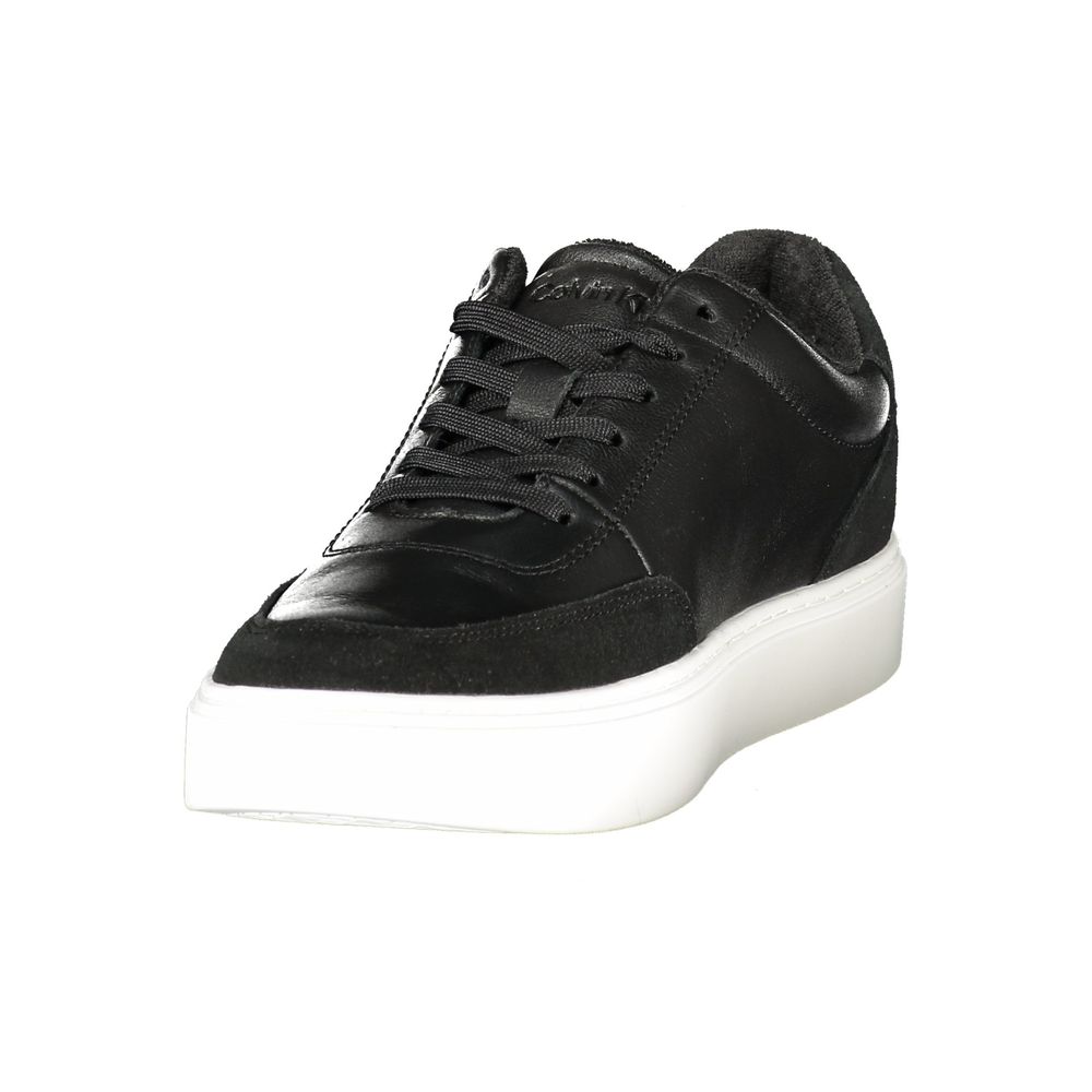 Calvin Klein Leather and Polyurethane Sneaker — Black, view 3