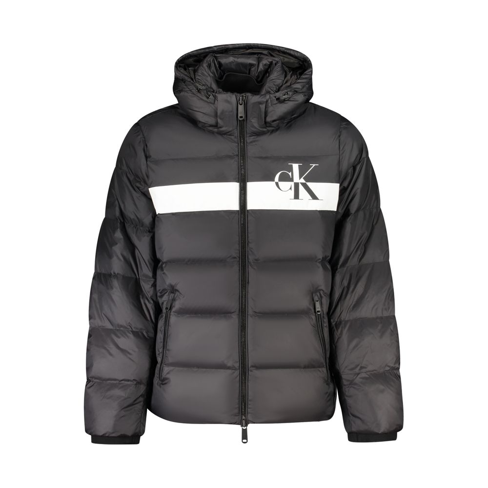 Calvin Klein Logo-Striped Nylon Shell Down Jacket — Black by Calvin Klein
