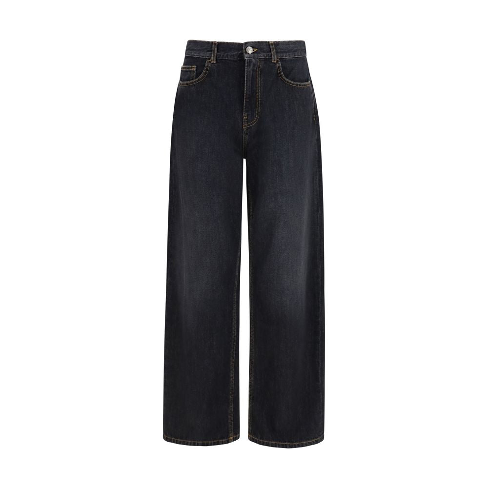 Palm Angels Wide-Leg Cotton Denim Jeans — Black by Palm Angels
