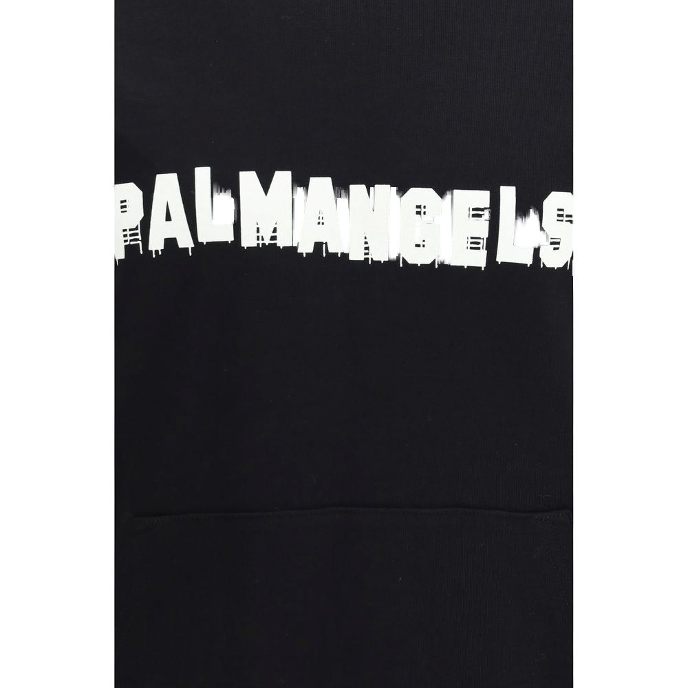 Palm Angels Logo-Print Cotton Hoodie — Black, view 3