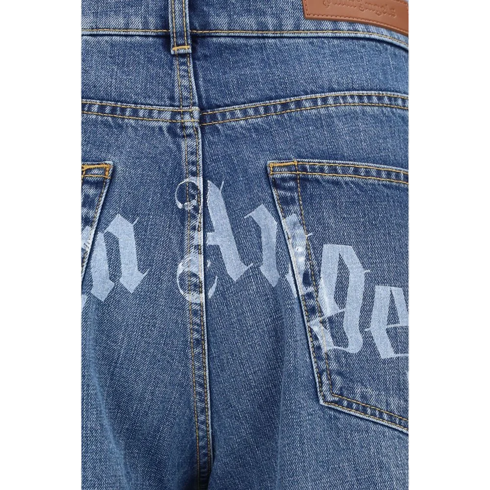 Palm Angels Wide-Leg Denim Jeans — Blue, view 3