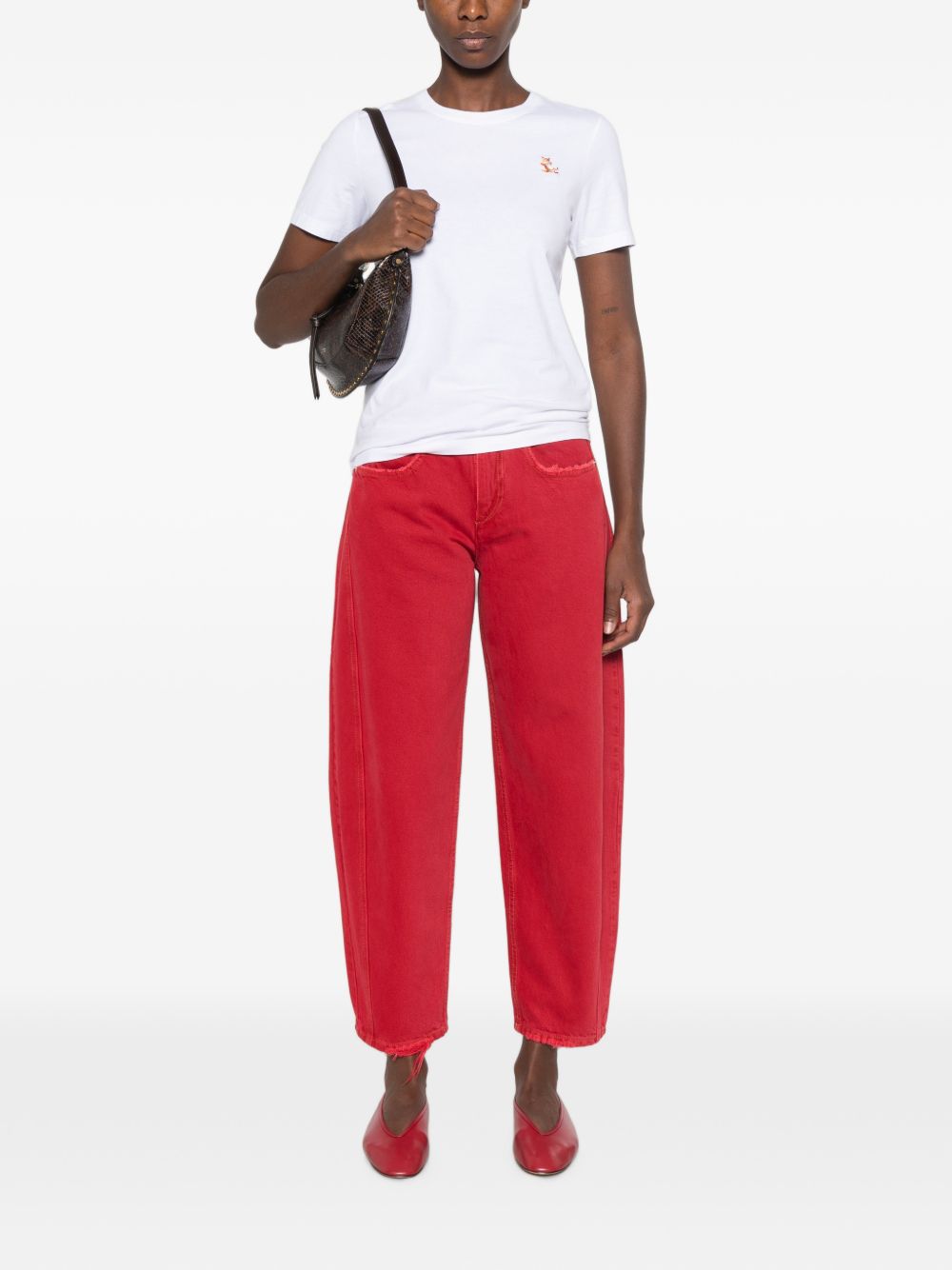 Maison Kitsuné Embroidered Relaxed Fox T-Shirt — White, view 4