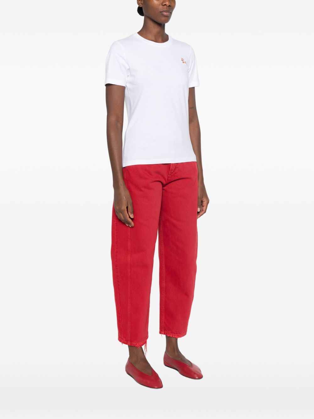 Maison Kitsuné Embroidered Relaxed Fox T-Shirt — White, view 5
