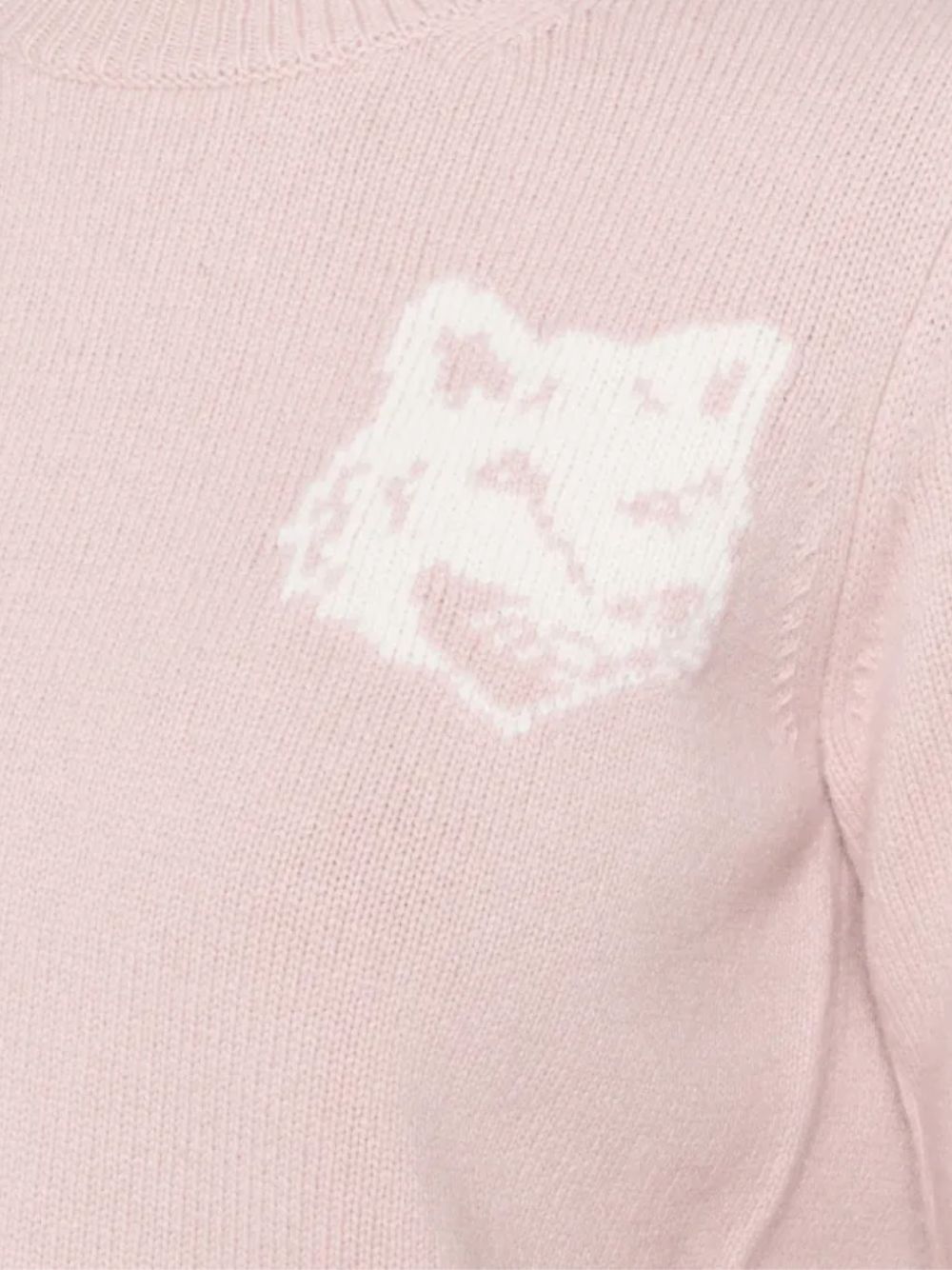 Maison Kitsuné Fox Head Wool Crewneck Sweater — Pink, view 2