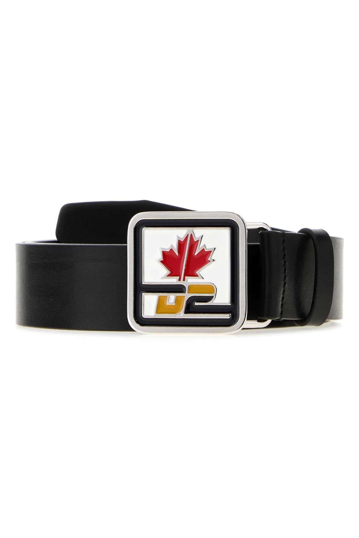 Dsquared2 Leather D2 Patch Belt — Black by Dsquared2