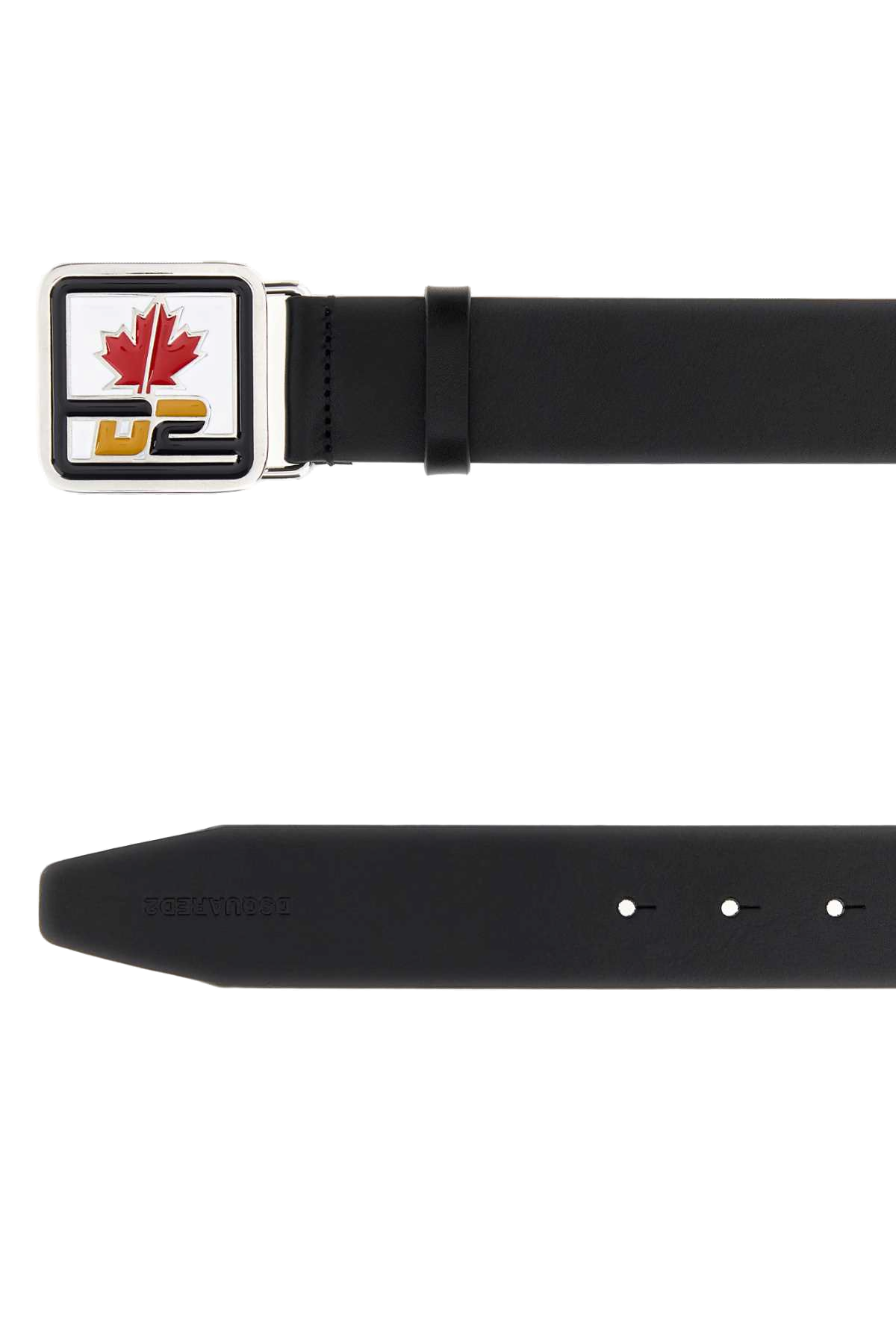 Dsquared2 Leather D2 Patch Belt — Black, view 2