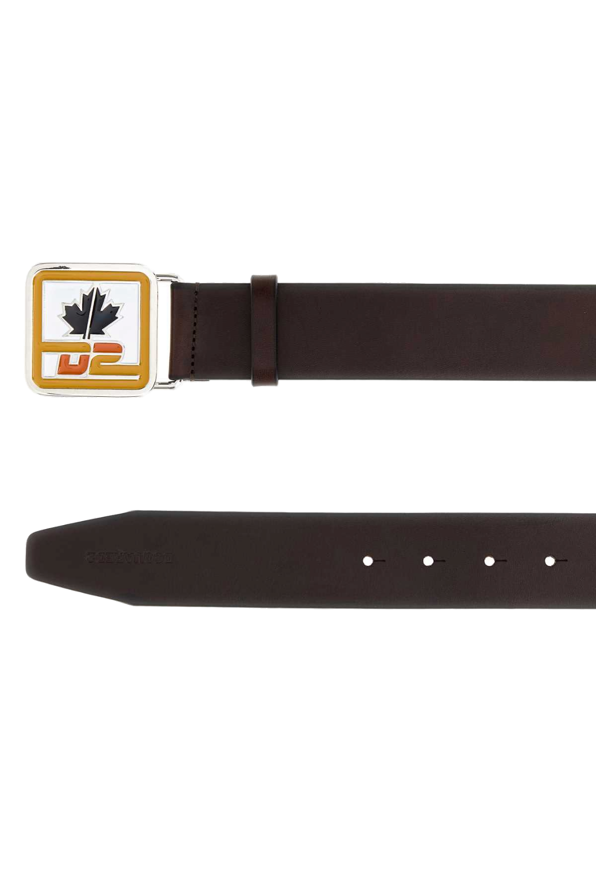 Dsquared2 Leather D2 Patch Belt — Brown, view 2