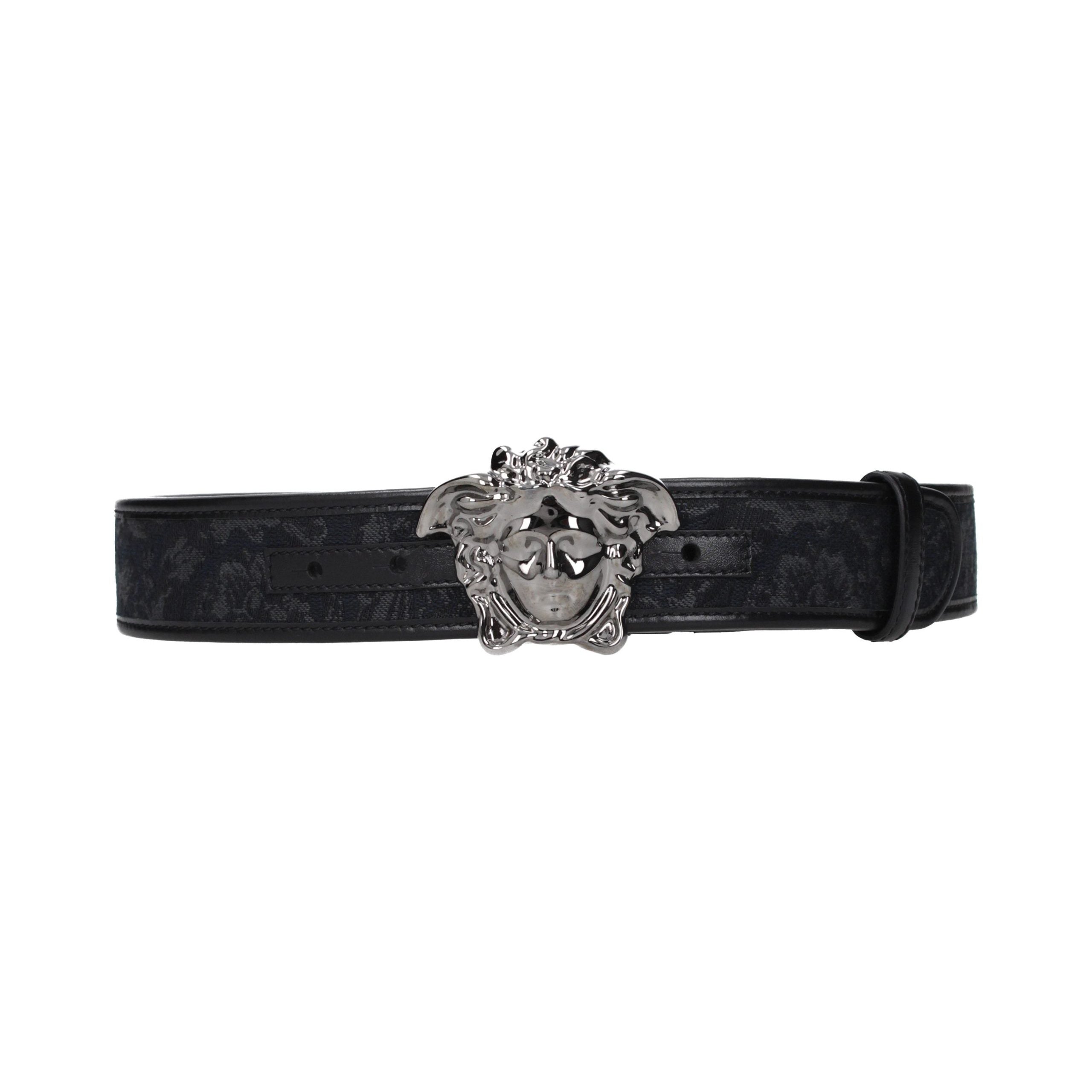 Versace Medusa Buckle Fabric Belt — Black by Versace