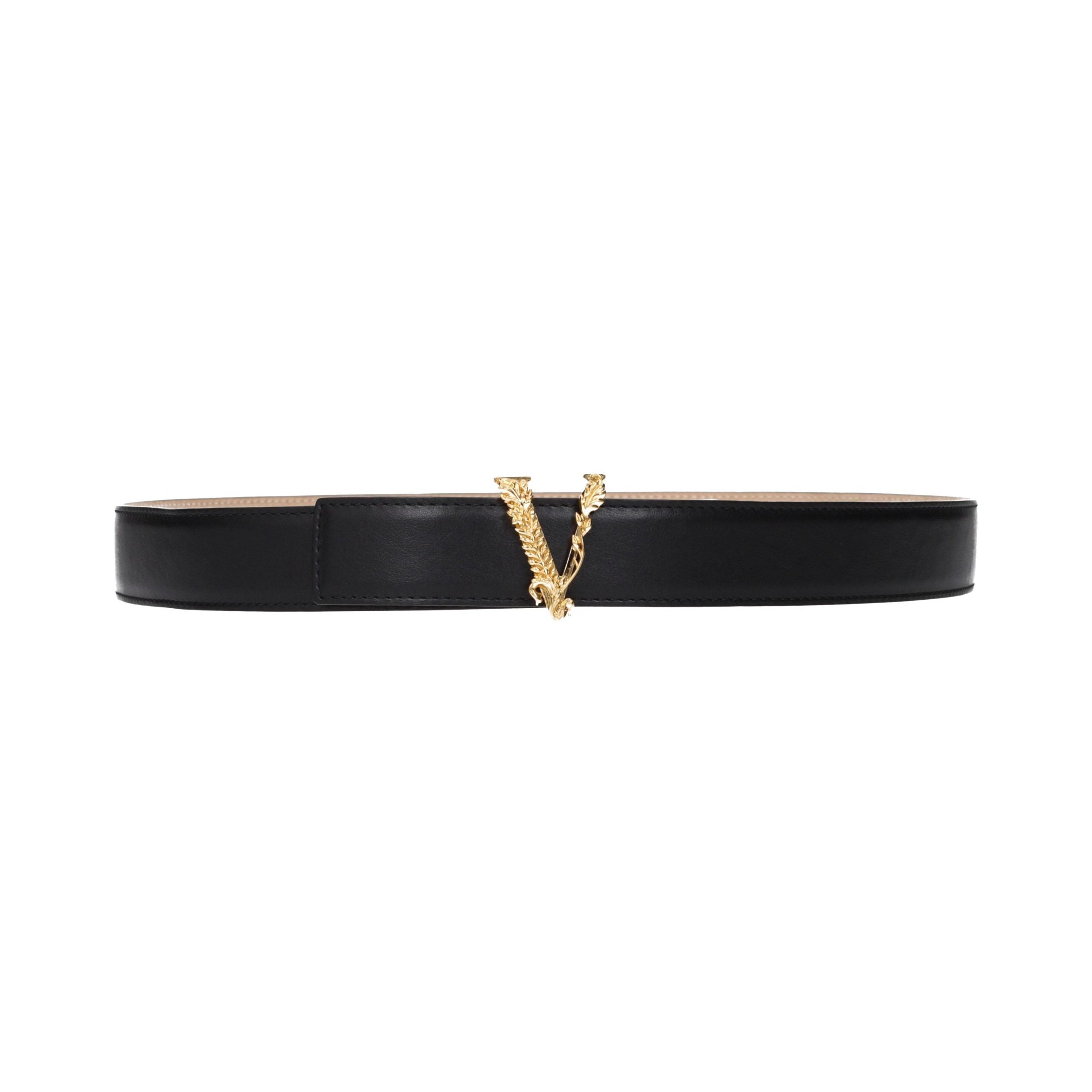 Versace Logo-Detailed Leather Belt — Black by Versace