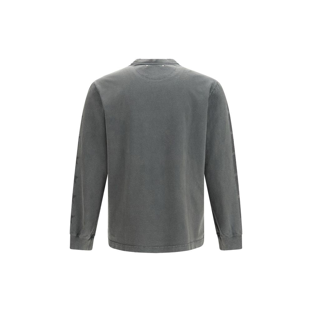 Golden Goose Vintage-Effect Cotton Jersey Long-Sleeve T-Shirt — Grey, view 2