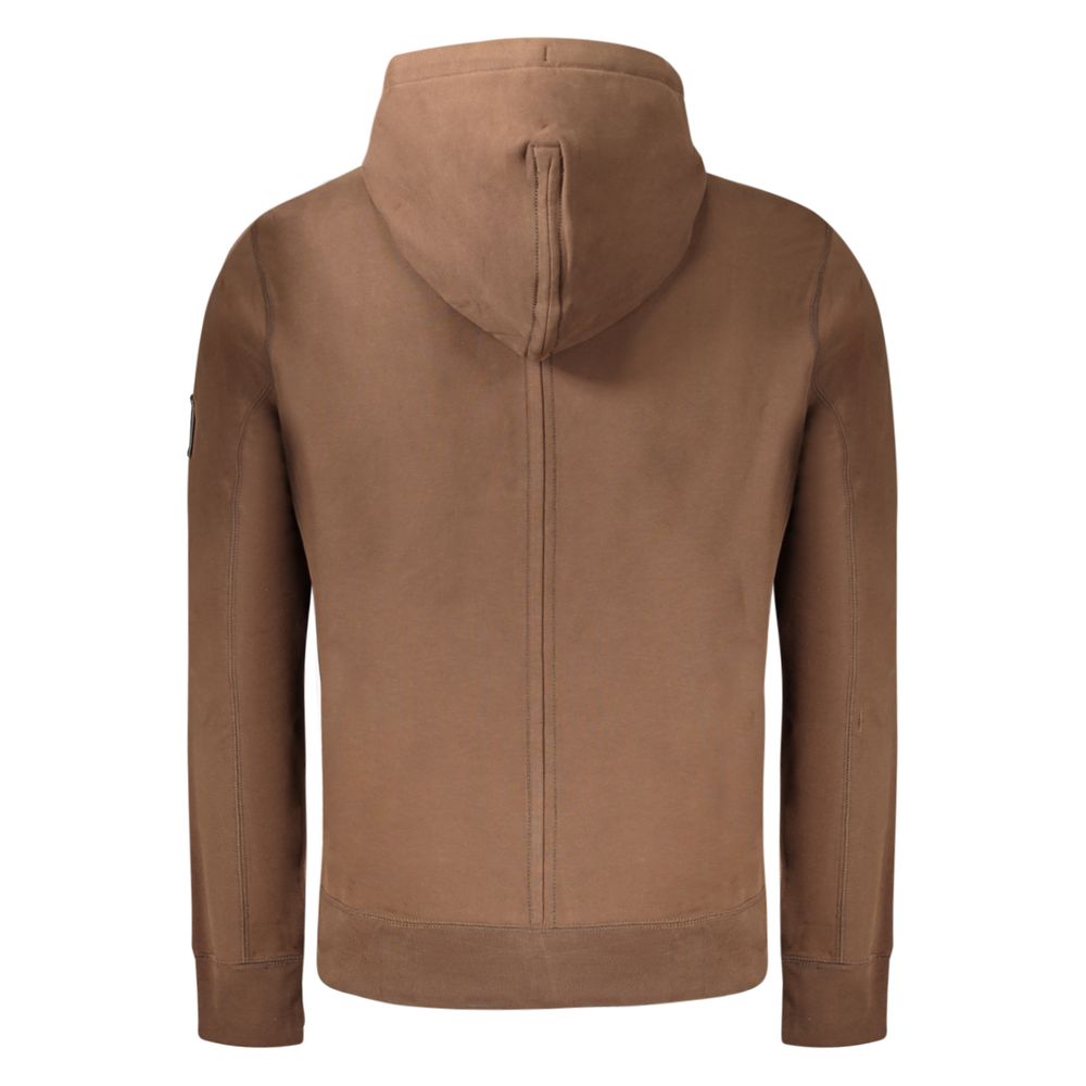 Calvin Klein Cotton Fleece Hoodie — Brown, view 2