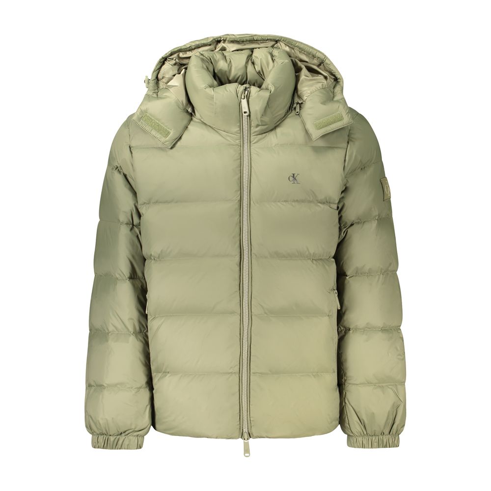 Calvin Klein Nylon with Removable Hood Down Jacket — Green by Calvin Klein