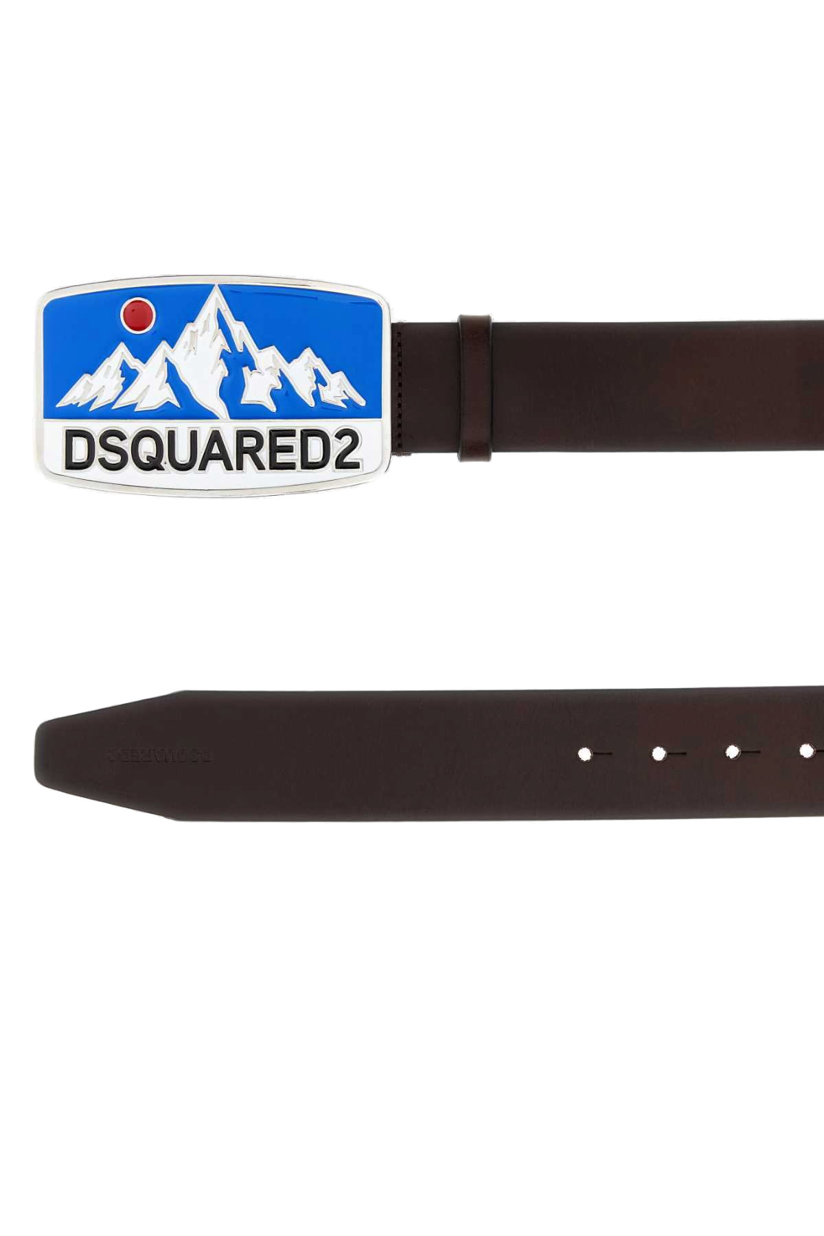 Dsquared2 Leather Mountain Logo Buckle Belt — Brown, view 2