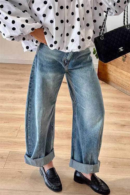 Vintage Pocketed Wide Leg Denim Pants by Margovil