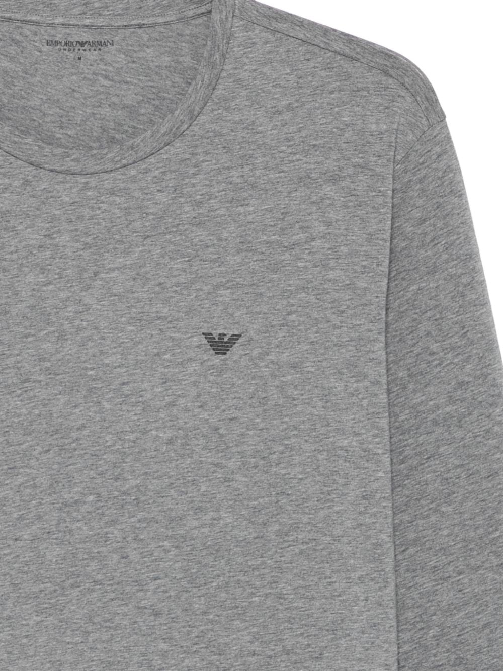 Emporio Armani Logo-Embroidered Long-Sleeve T-Shirt — Gray, view 3