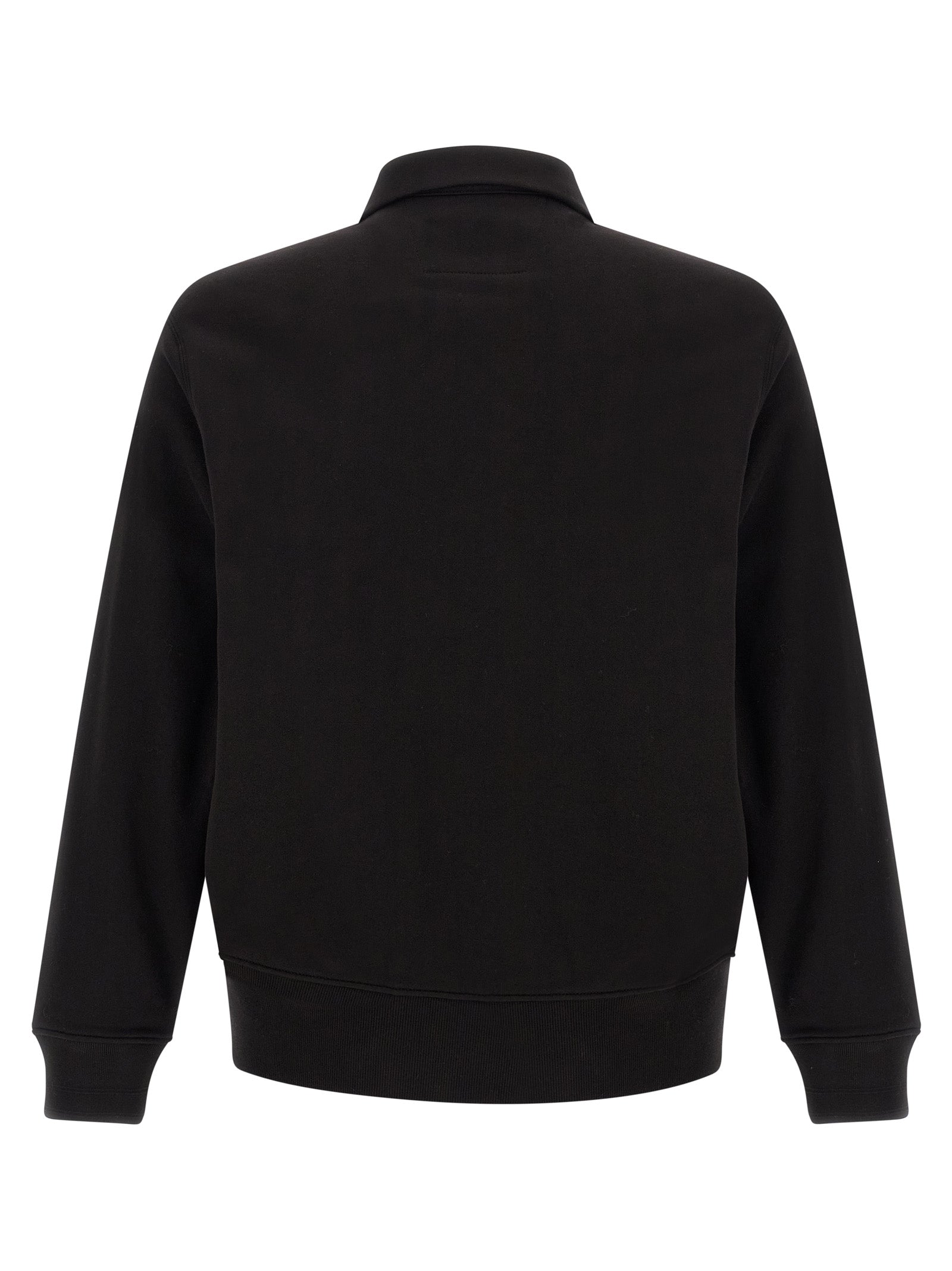 C.P. Company Cotton Polo-Collar Sweatshirt — Black, view 2