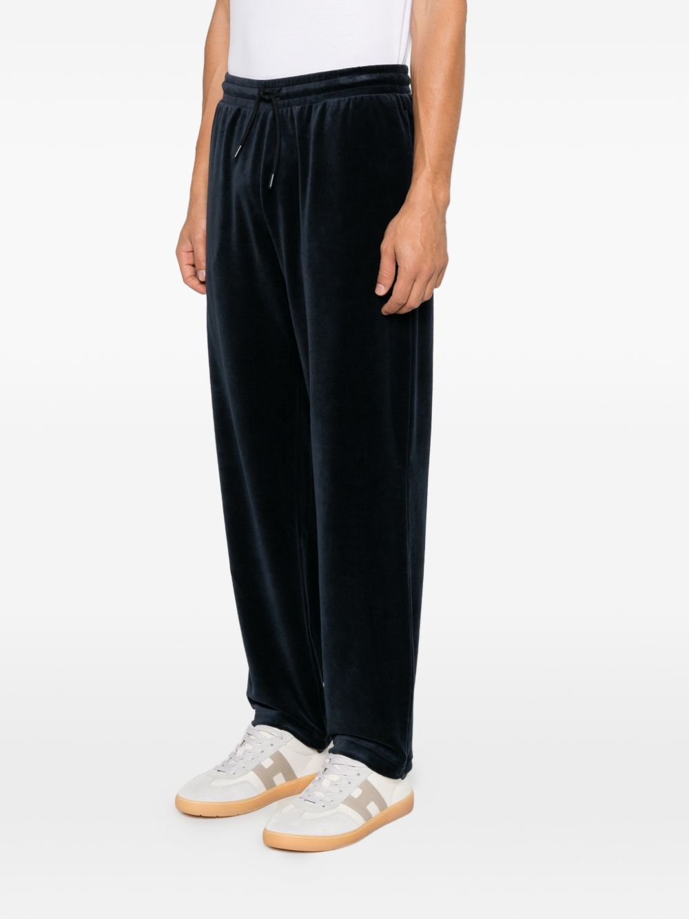 Emporio Armani Velvet-Effect Trousers — Navy, view 4