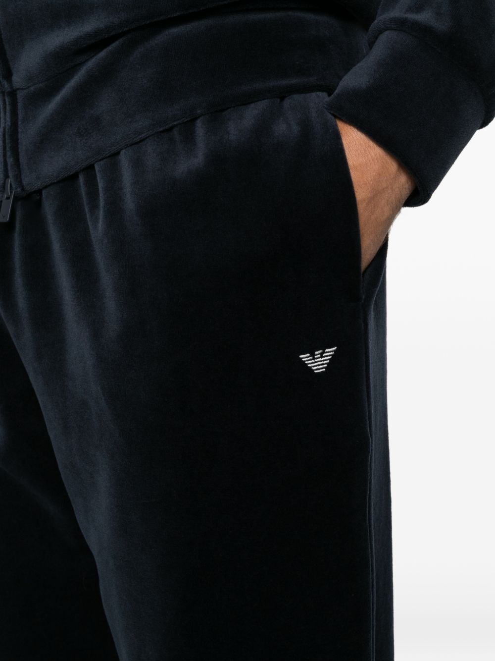 Emporio Armani Velvet-Effect Trousers — Navy, view 5