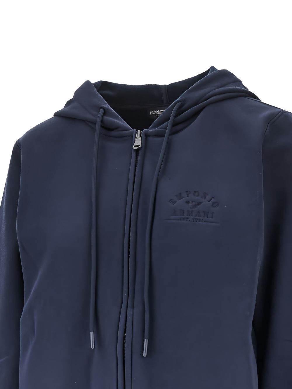 Emporio Armani Embroidered Logo Hoodie — Navy, view 2