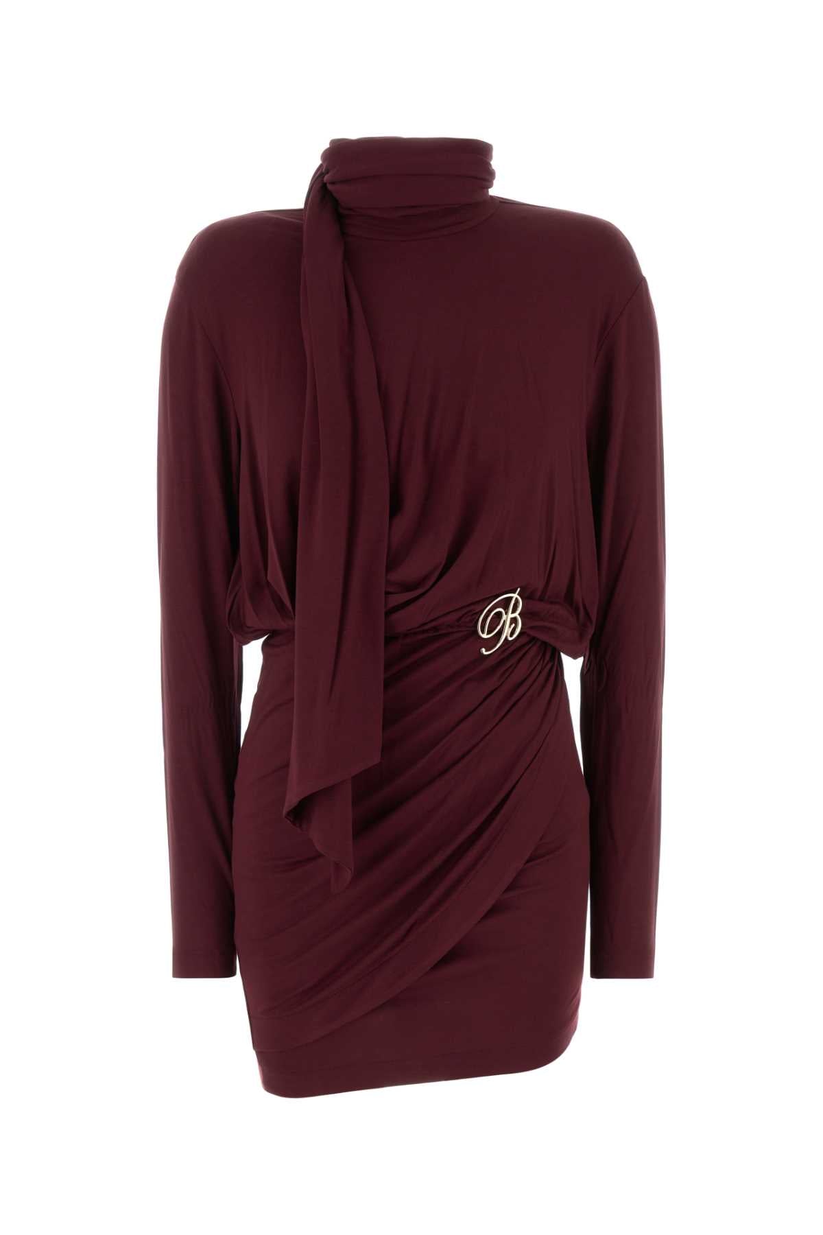 Blumarine Draped Viscose Dress — Burgundy by Blumarine