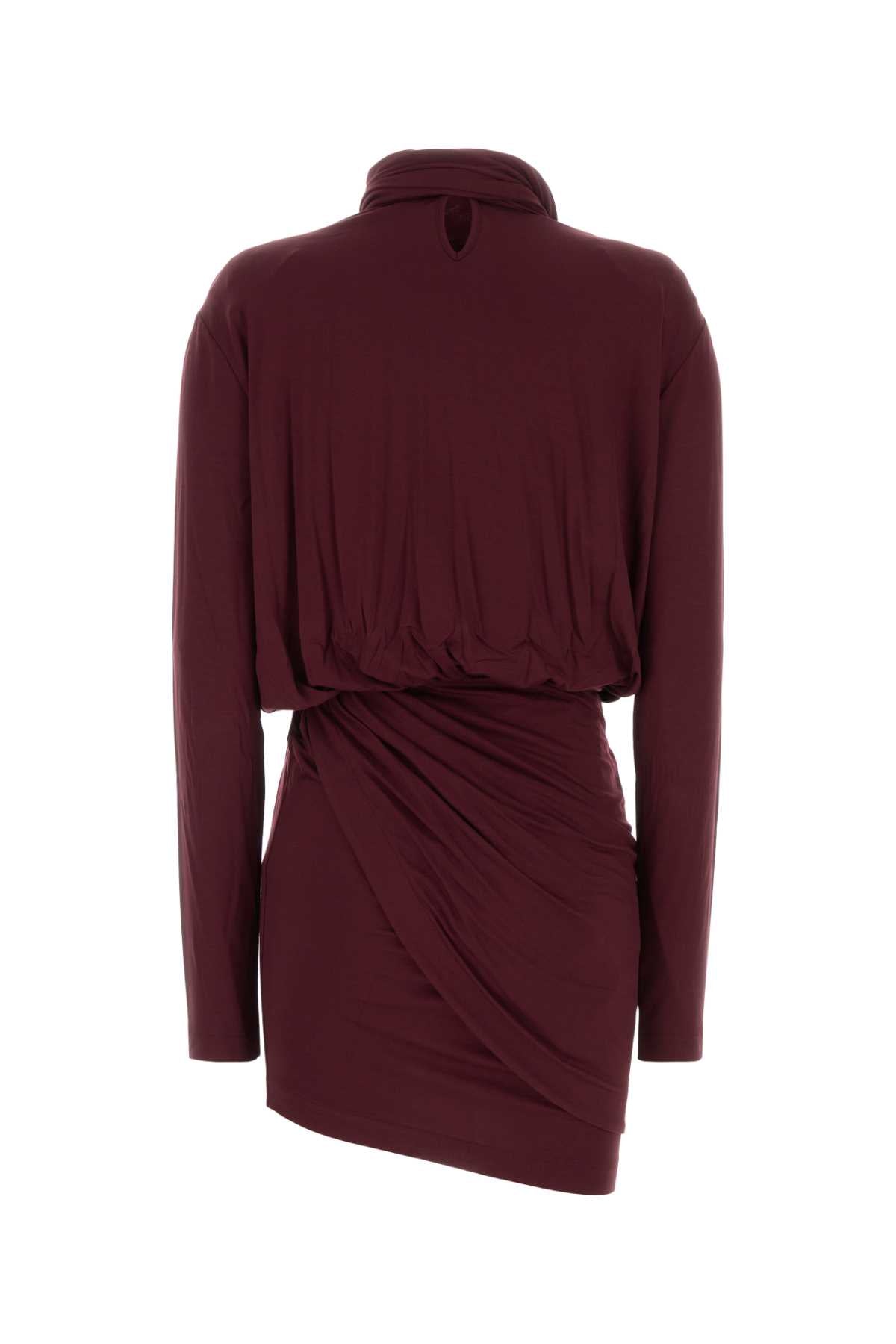 Blumarine Draped Viscose Dress — Burgundy, view 2