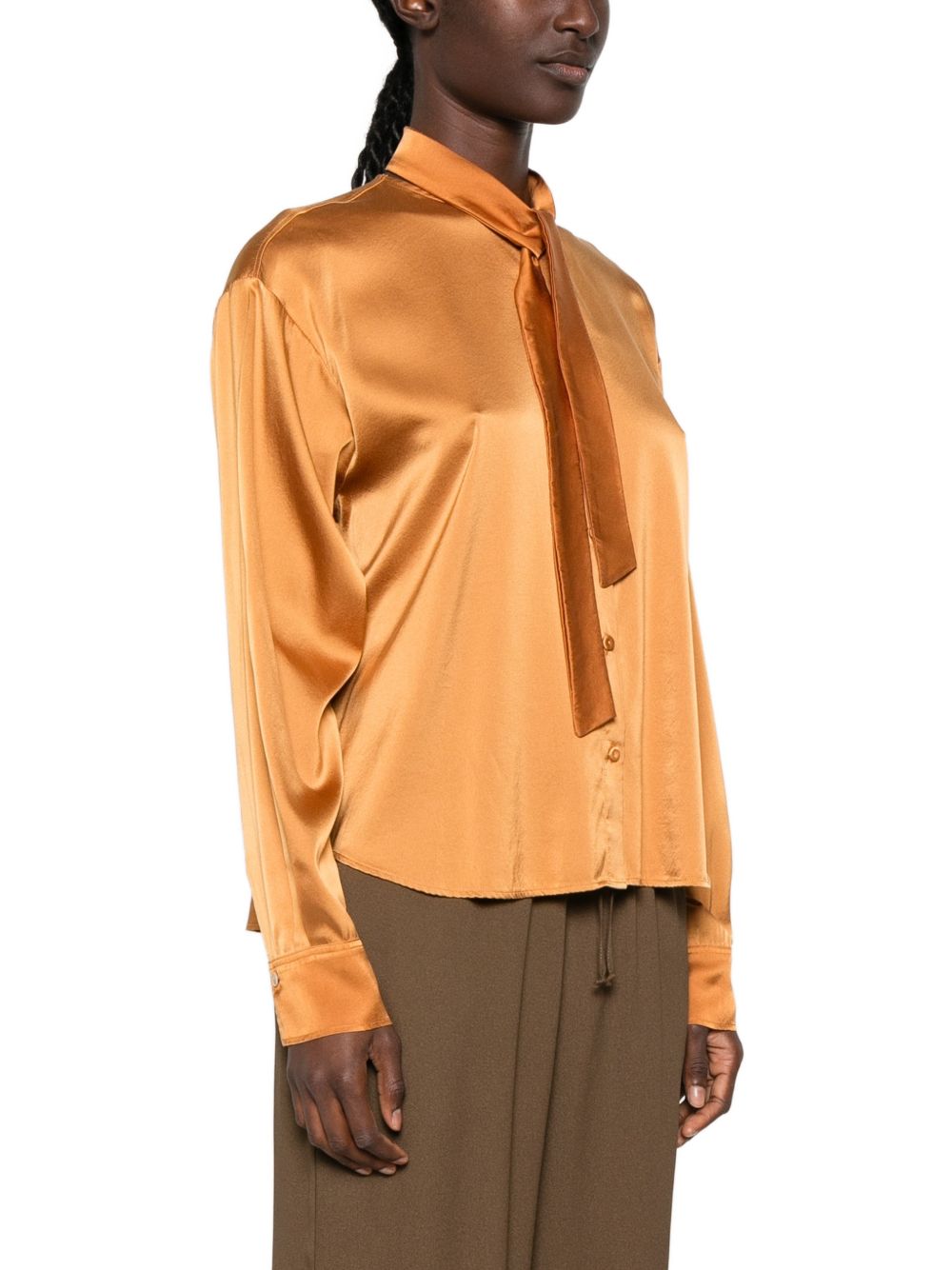 Forte Forte Silk Bow-Tie Blouse — Orange, view 2