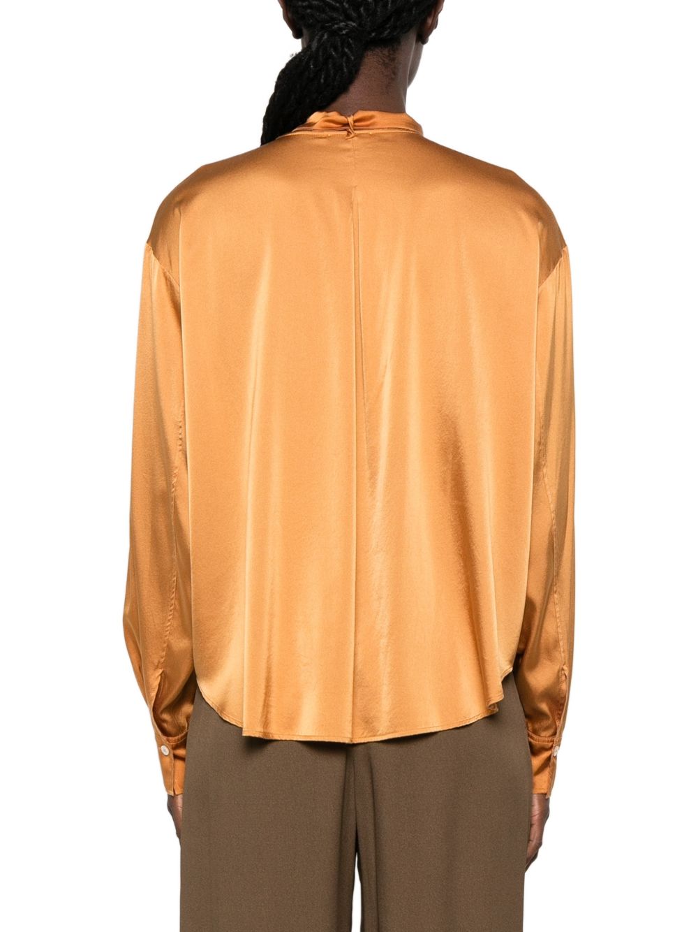 Forte Forte Silk Bow-Tie Blouse — Orange, view 4