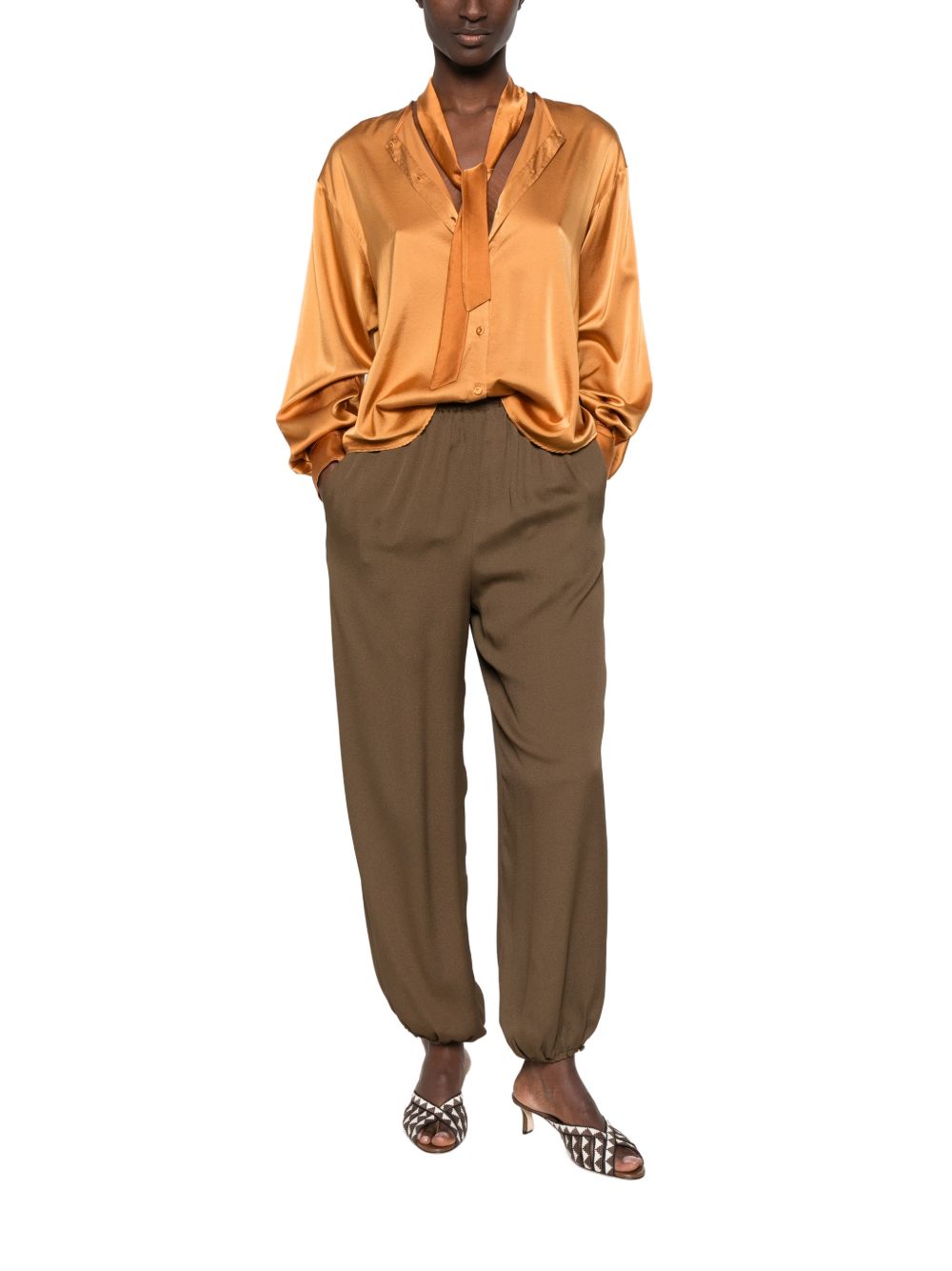 Forte Forte Silk Bow-Tie Blouse — Orange, view 5