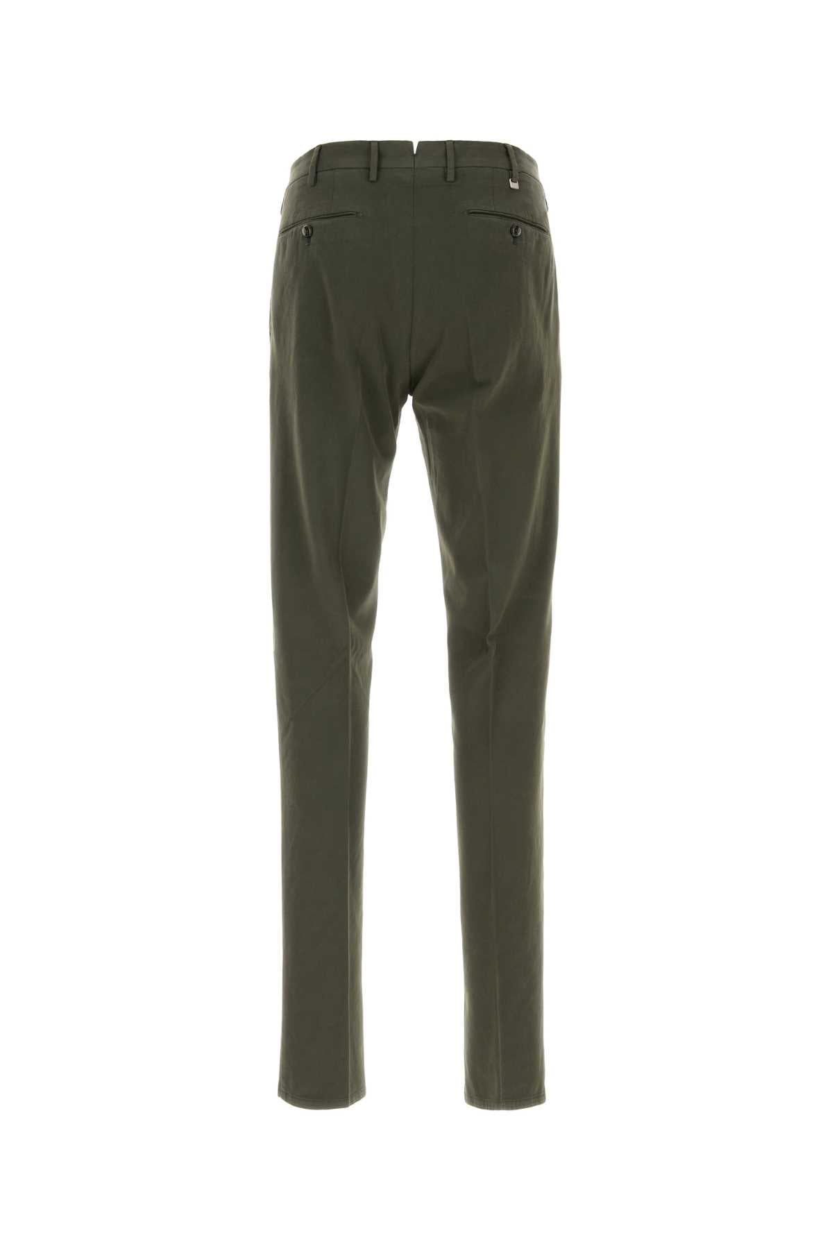 Pt Torino Stretch Cotton Blend Trousers — Green, view 2