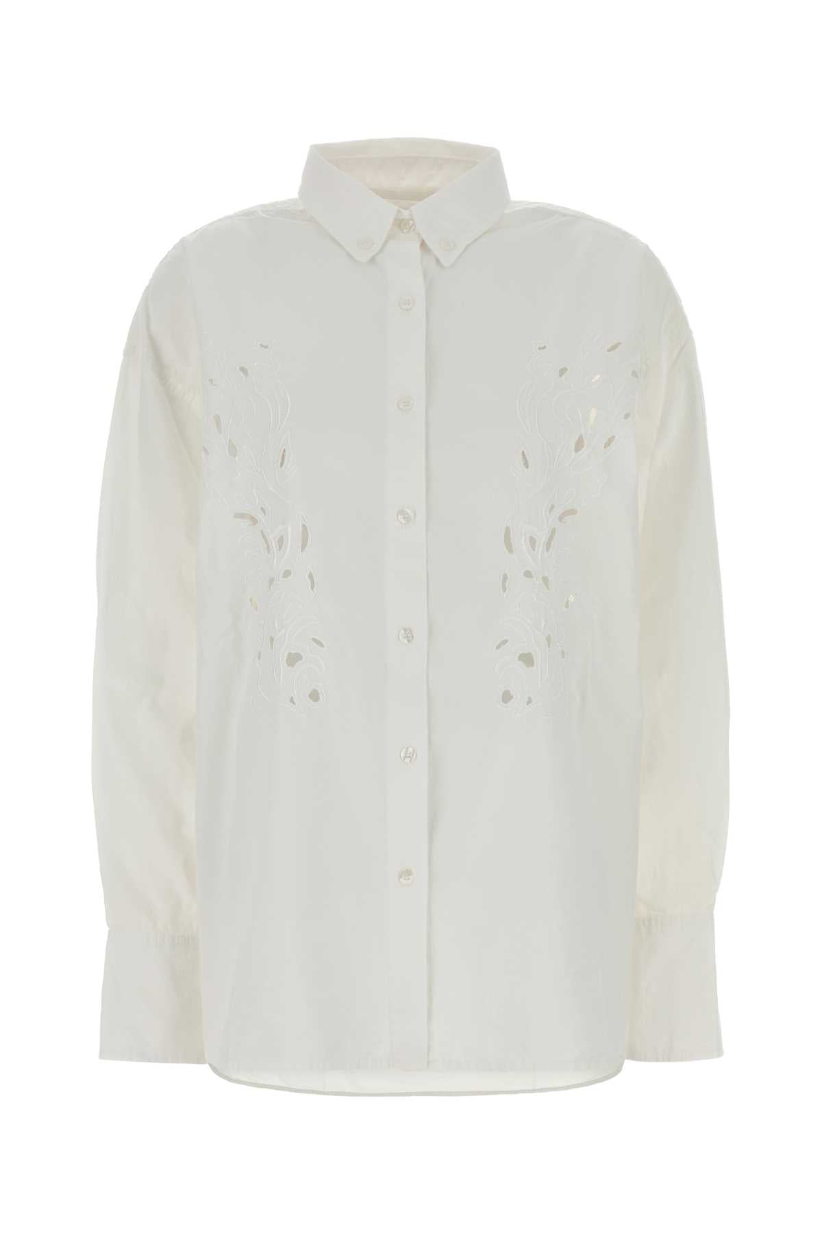 Lois Embroidered Cotton Poplin Shirt — White by Lois
