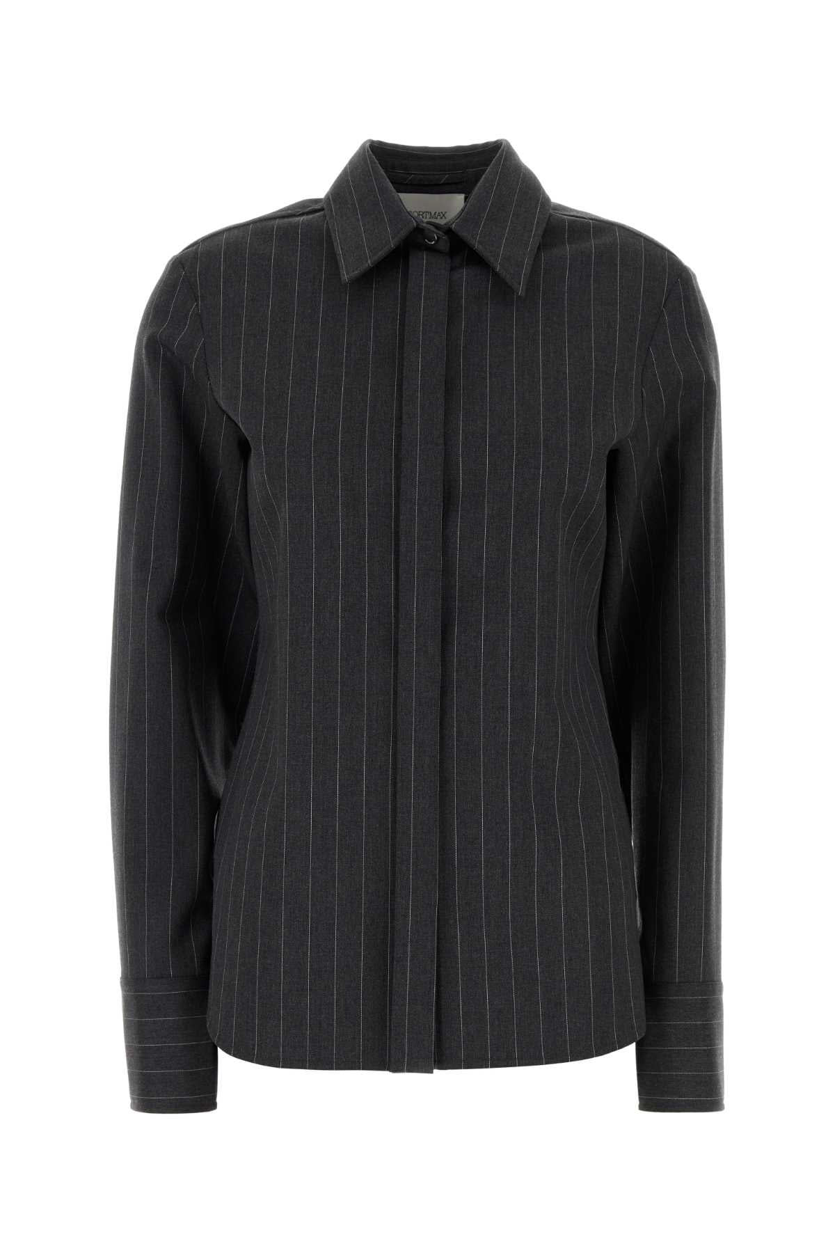 Sportmax Pinstriped Virgin Wool Shirt — Gray by Sportmax