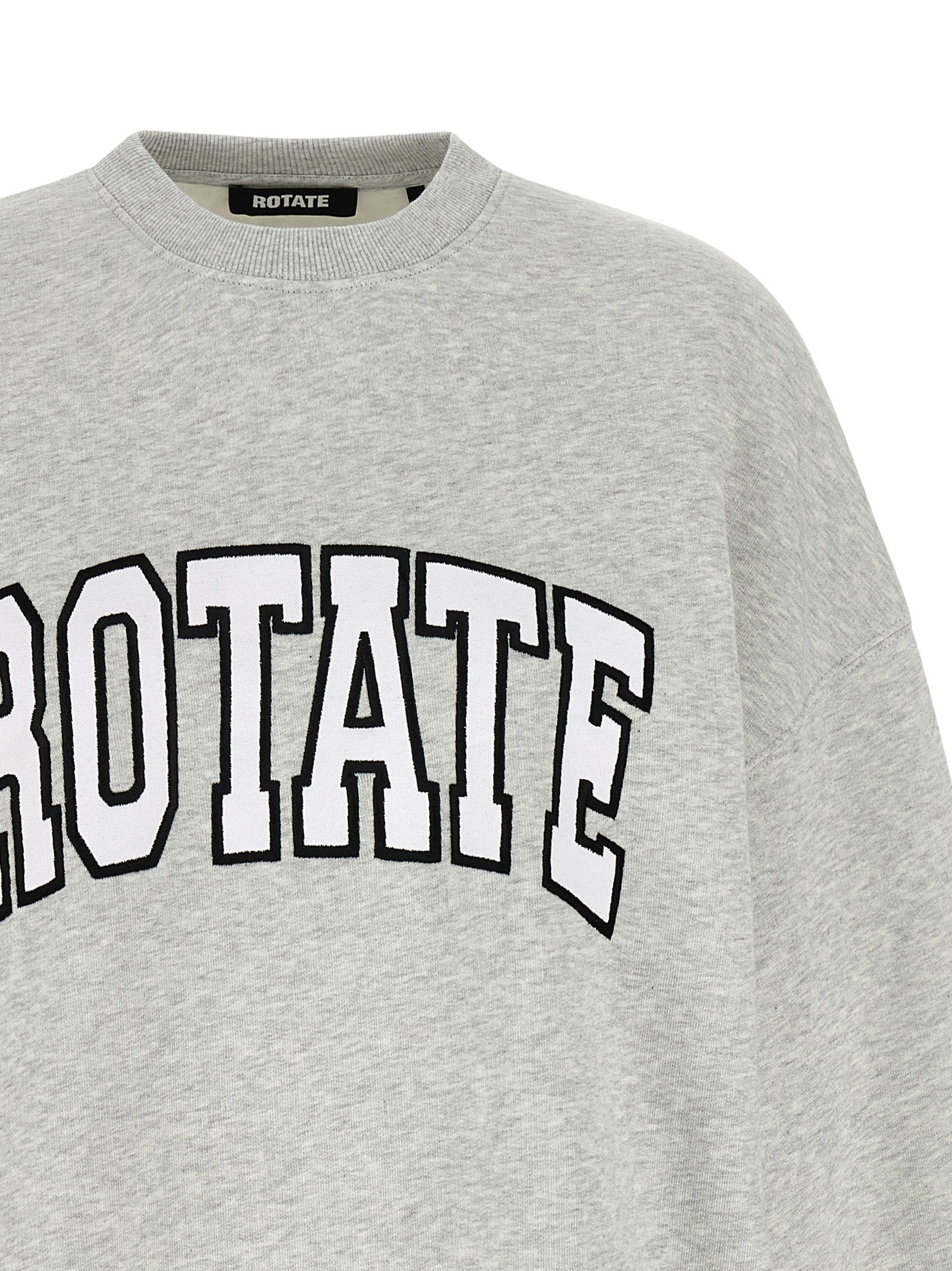 Rotate Birger Christensen Logo-Embroidered Cotton Sweatshirt — Beige, view 3