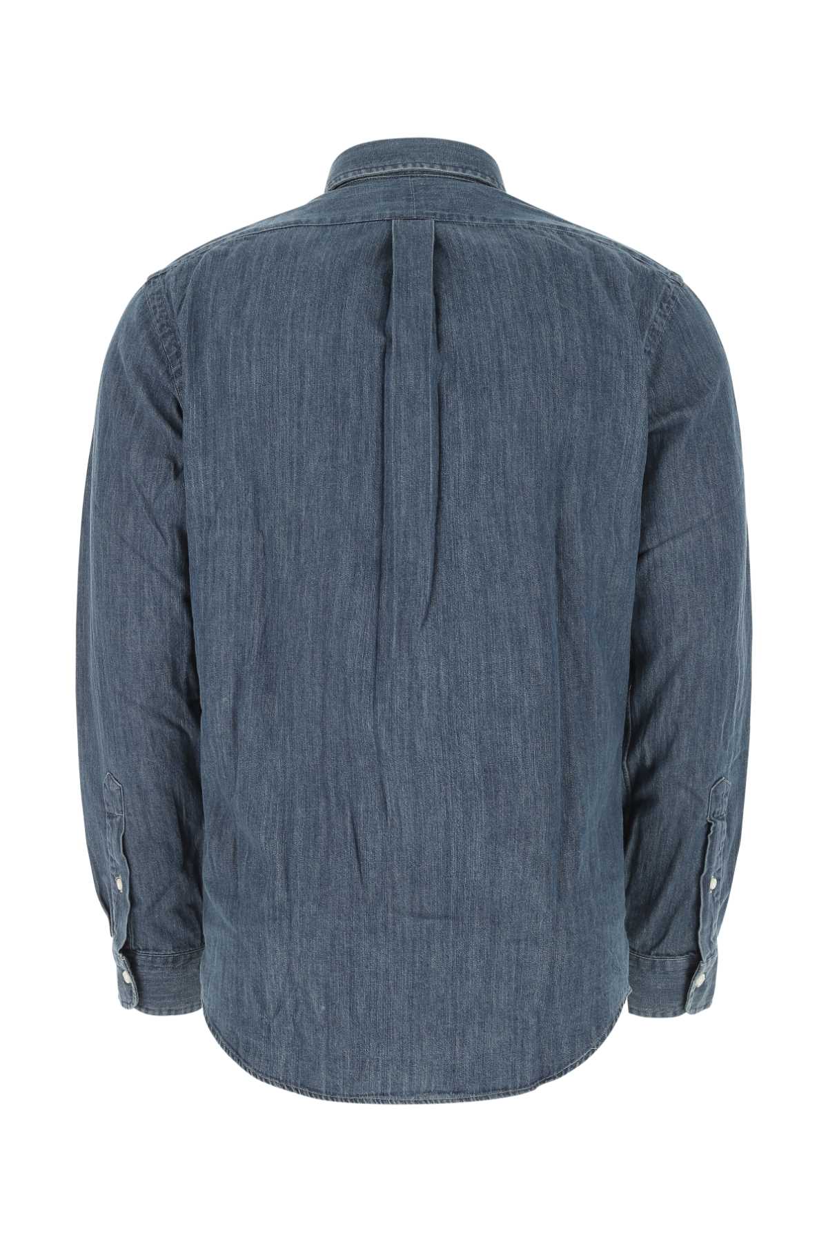 Polo Ralph Lauren Button-Down Cotton Denim Shirt — Blue, view 2