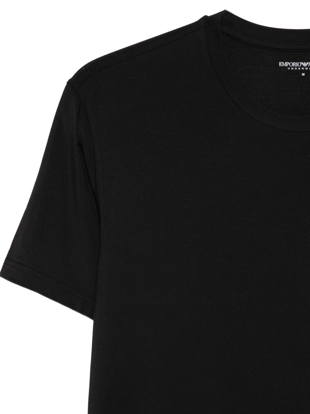 Emporio Armani Crew Neck Embroidered Logo T-Shirt — Black, view 2