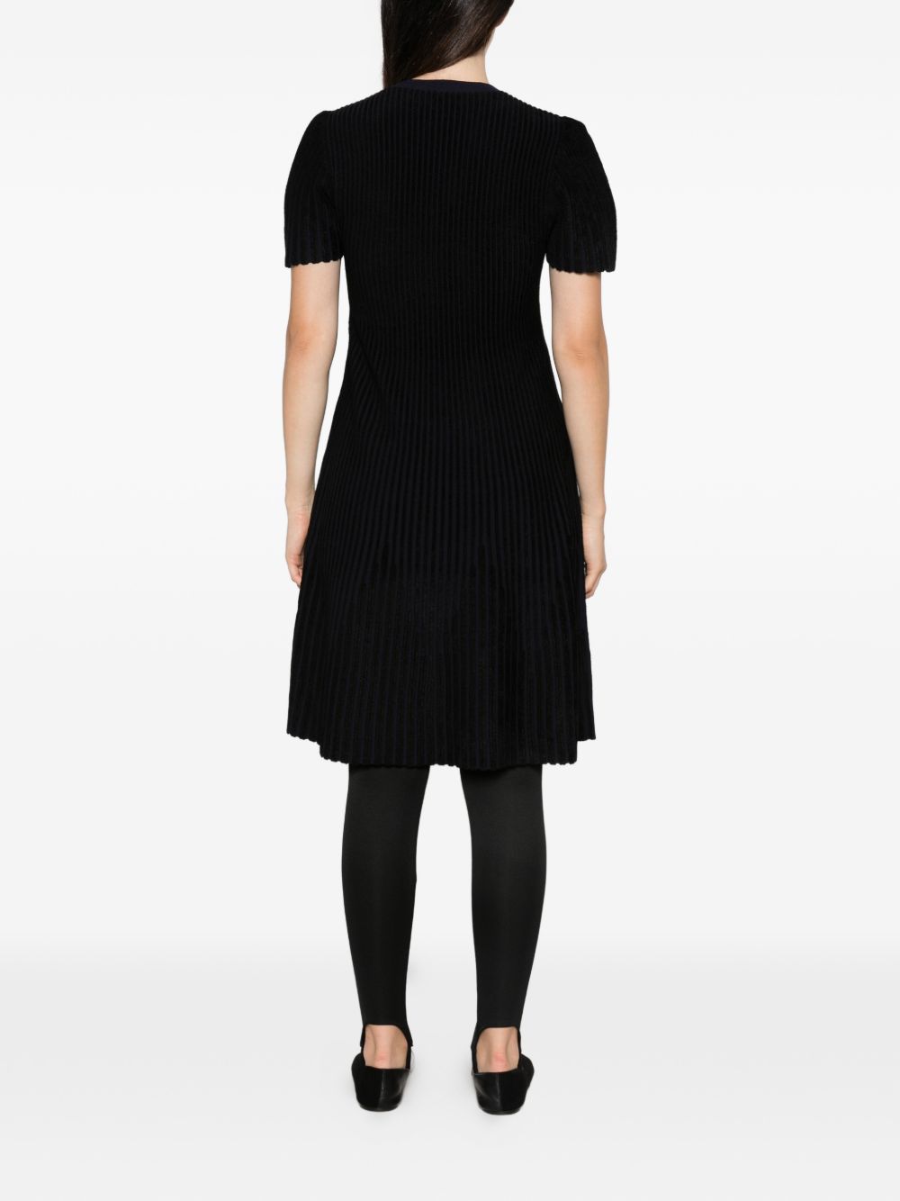 Emporio Armani Ribbed Knit Striped Dress — Black - 40, view 3