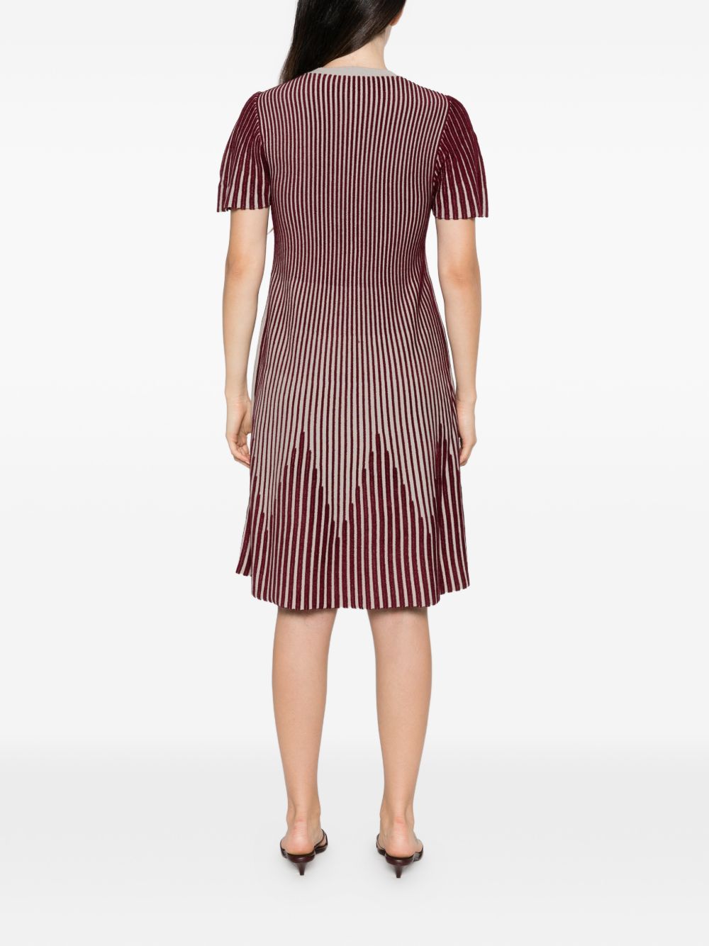 Emporio Armani Striped Ribbed Dress — Burgundy - 38, view 3