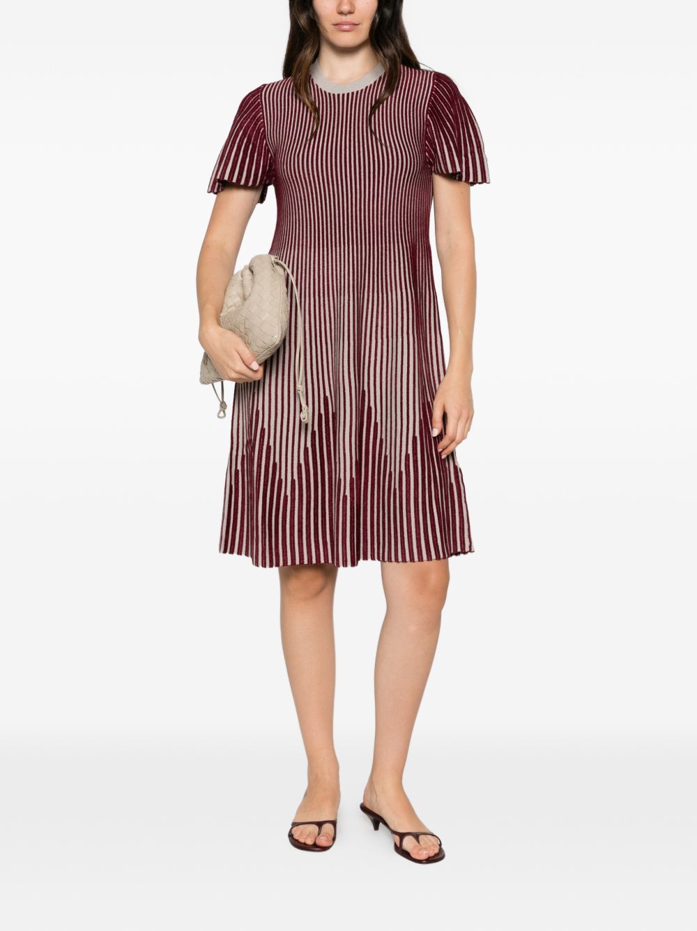 Emporio Armani Striped Ribbed Dress — Burgundy - 38, view 5