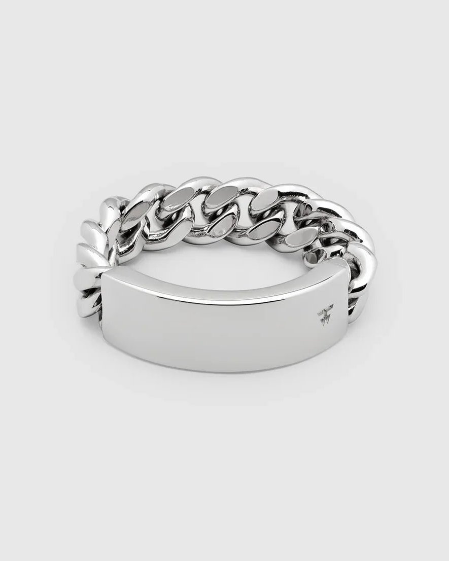 Tom Wood Curb Chain ID Tag Ring — Silver - 56 by Tom Wood