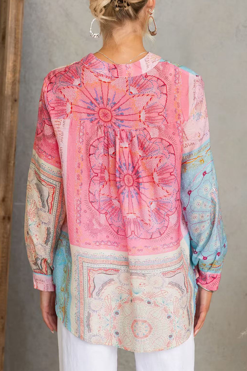 Long Sleeves Buttons Detail Printed Shirt, view 3