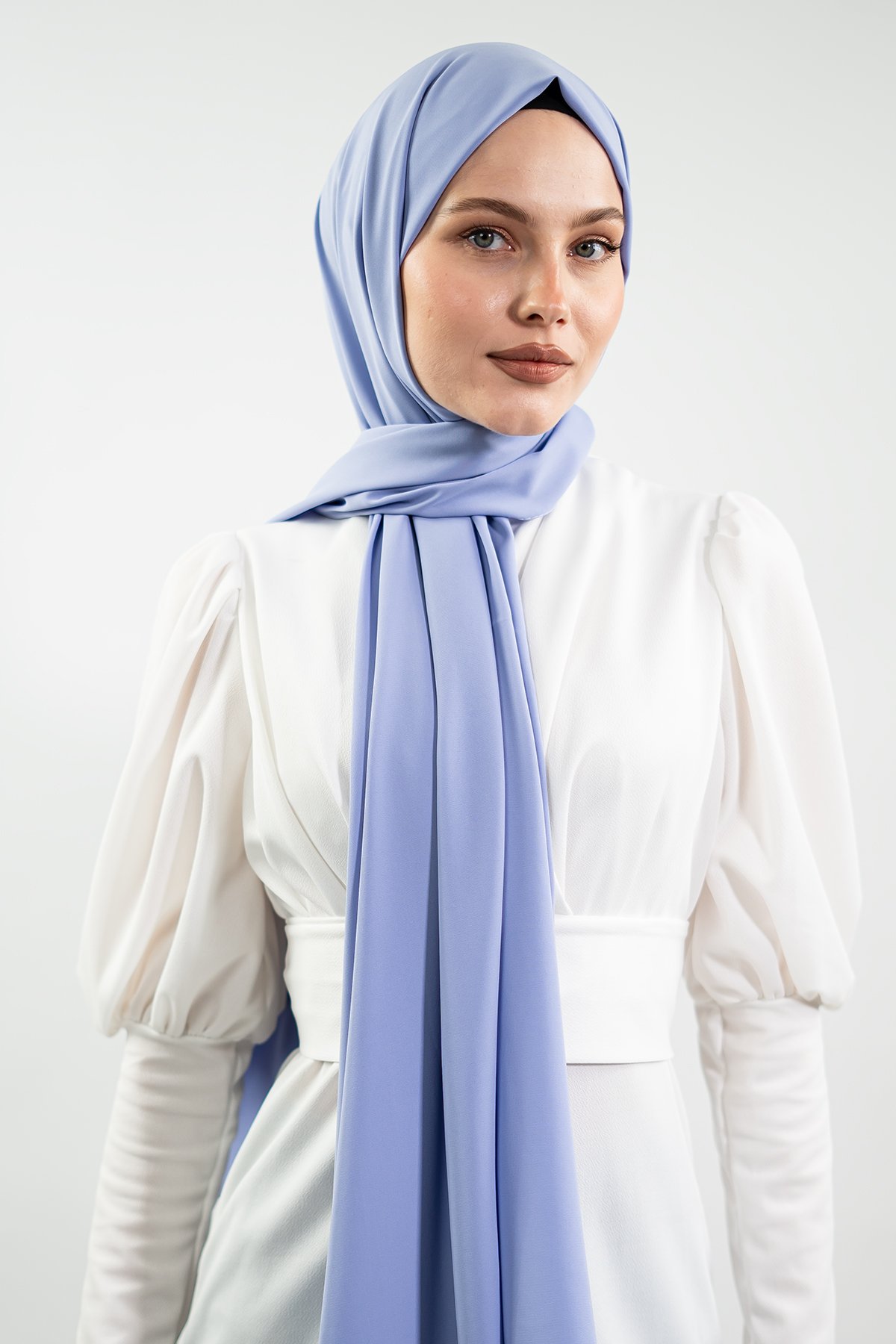 Premium Medina Silk Hijab| Aqua Blue & Baby Blue by NEOMODEST