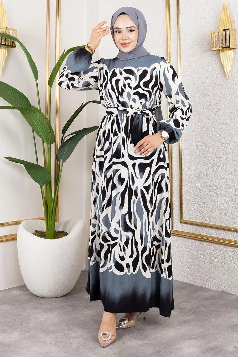 Batik Patterned Hijab Dress, view 3