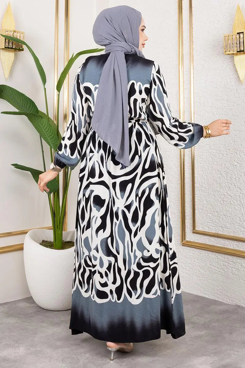 Batik Patterned Hijab Dress, view 4