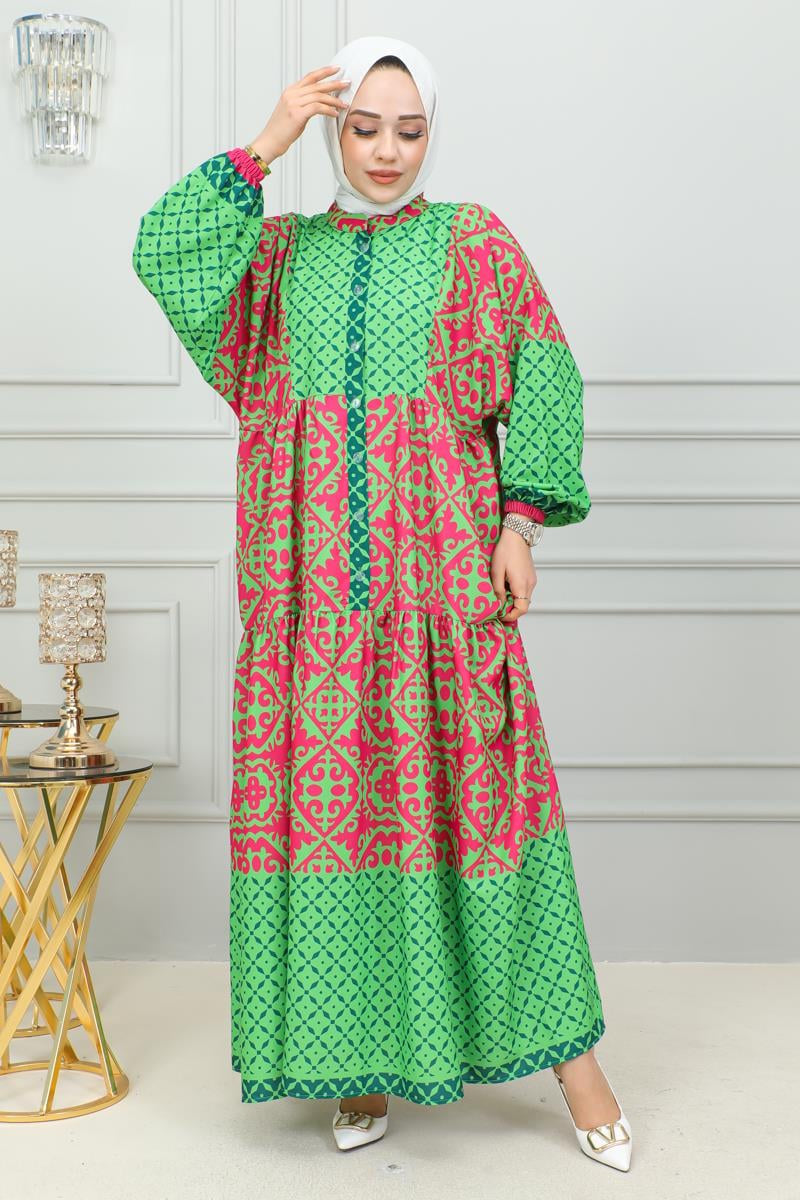 Ethnic Patterned Hijab Dress, view 2