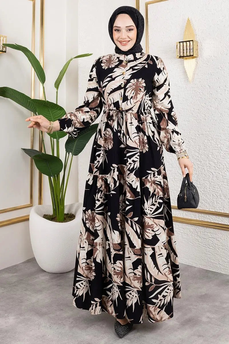 Palm Patterned Hijab Dress, view 2
