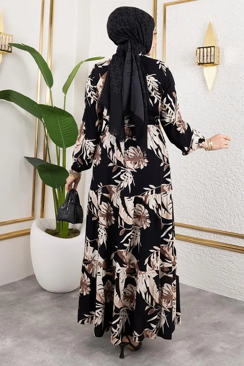Palm Patterned Hijab Dress, view 4