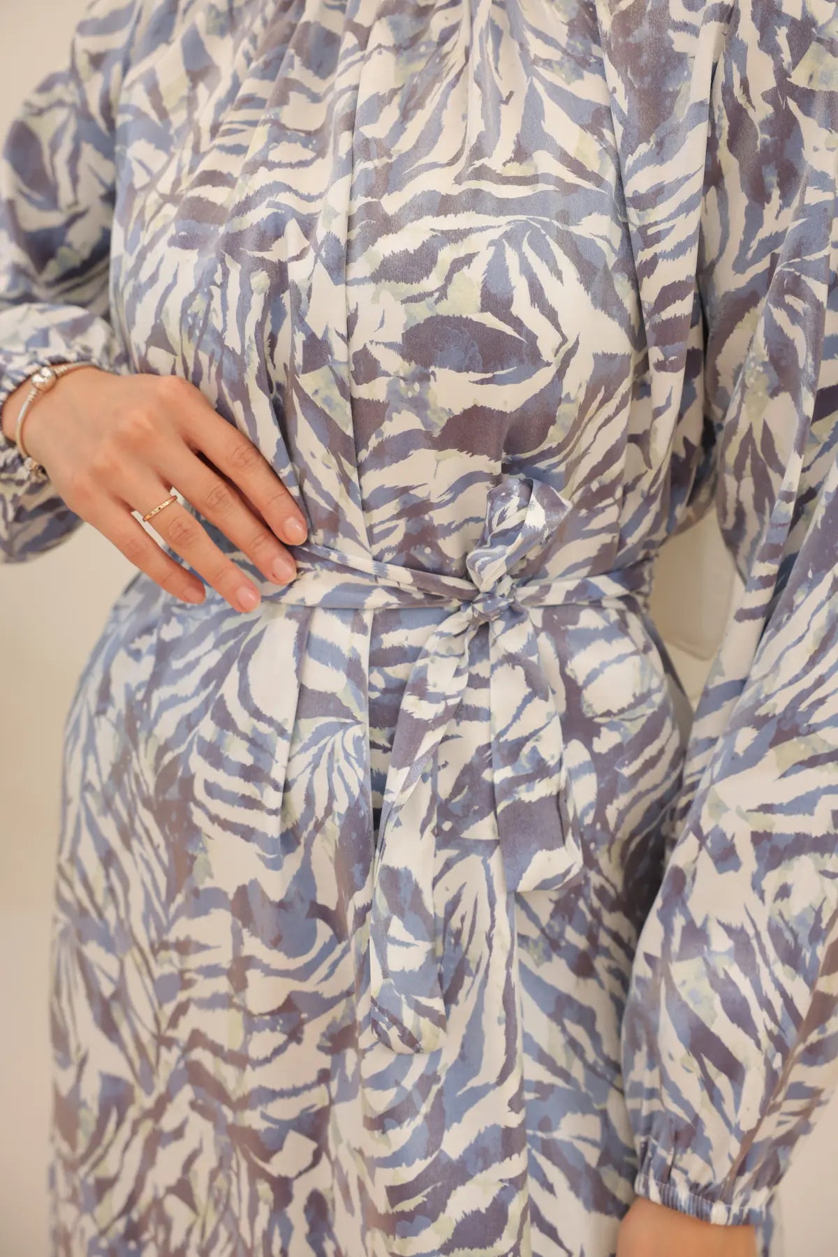 Satin Hijab Dress – Blue, view 3