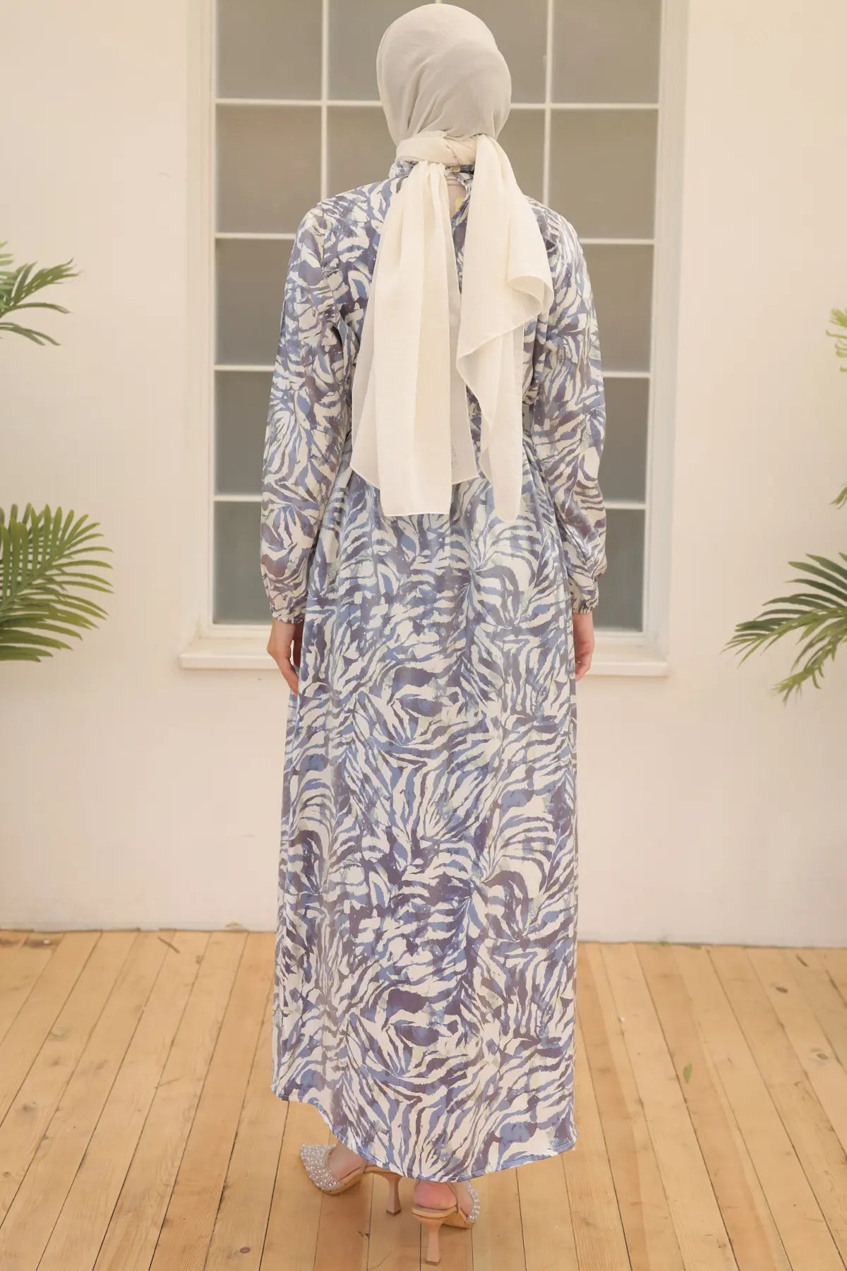 Satin Hijab Dress – Blue, view 7