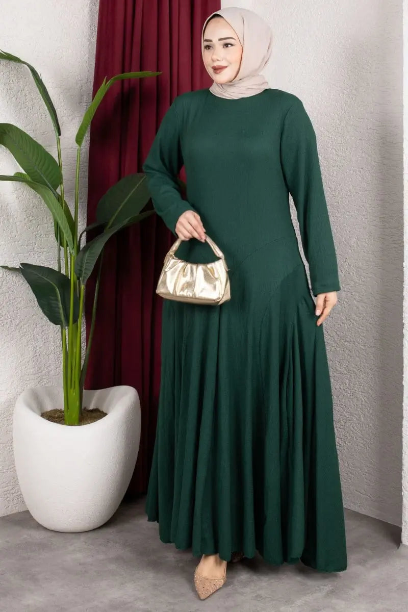 Ruffle Detailed Crepe Modest Dress, view 2
