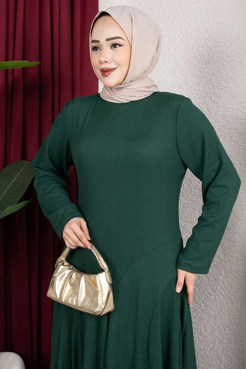 Ruffle Detailed Crepe Modest Dress, view 3