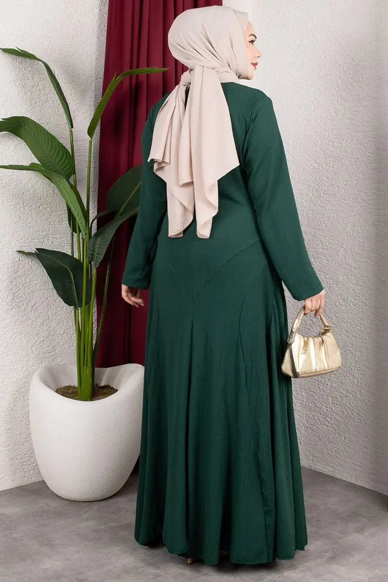 Ruffle Detailed Crepe Modest Dress, view 4